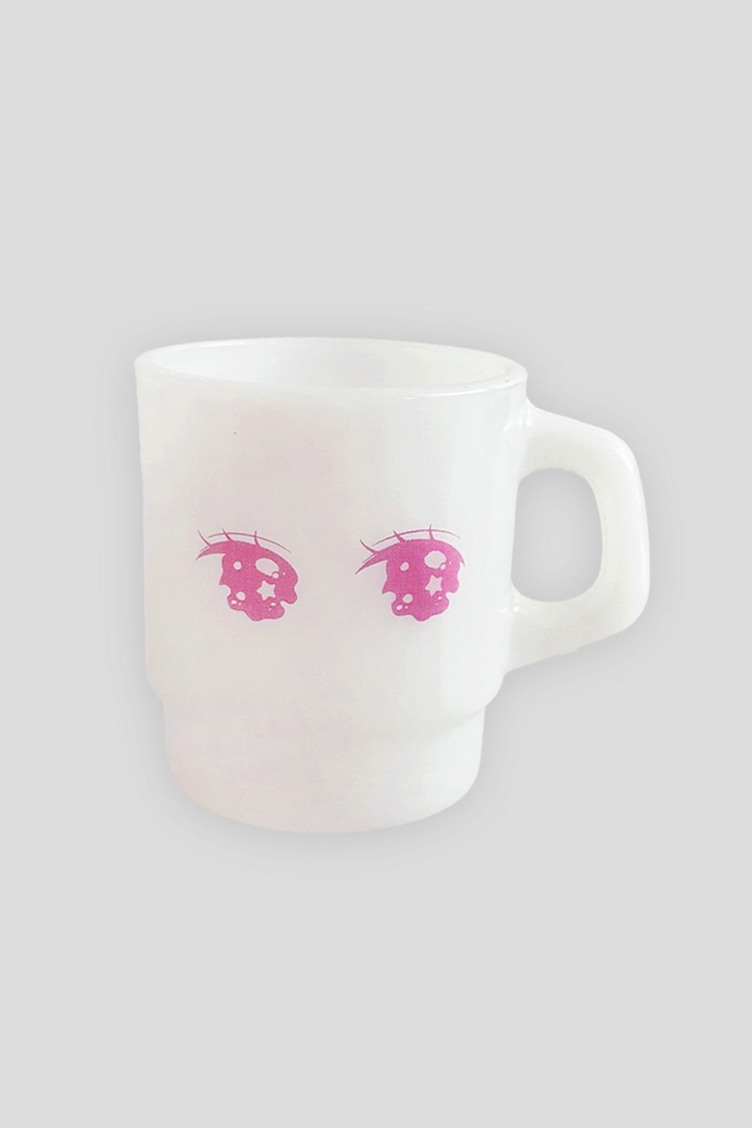 Dreaming eyes milk glass pink