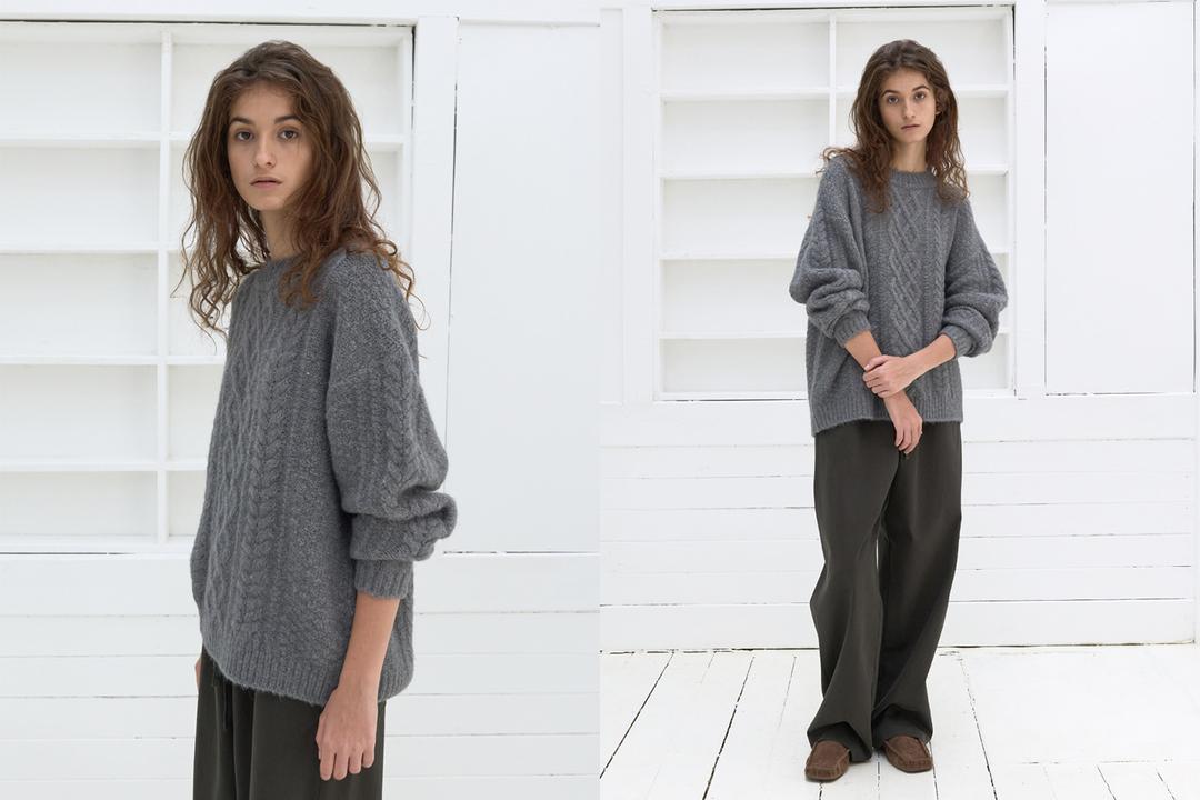 Fisherman cable sweater (gray)