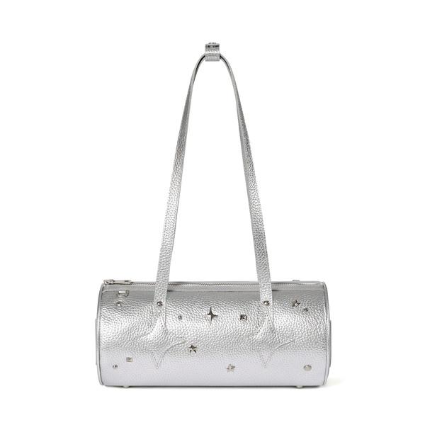Western Stud Leather Shoulder Bag Silver