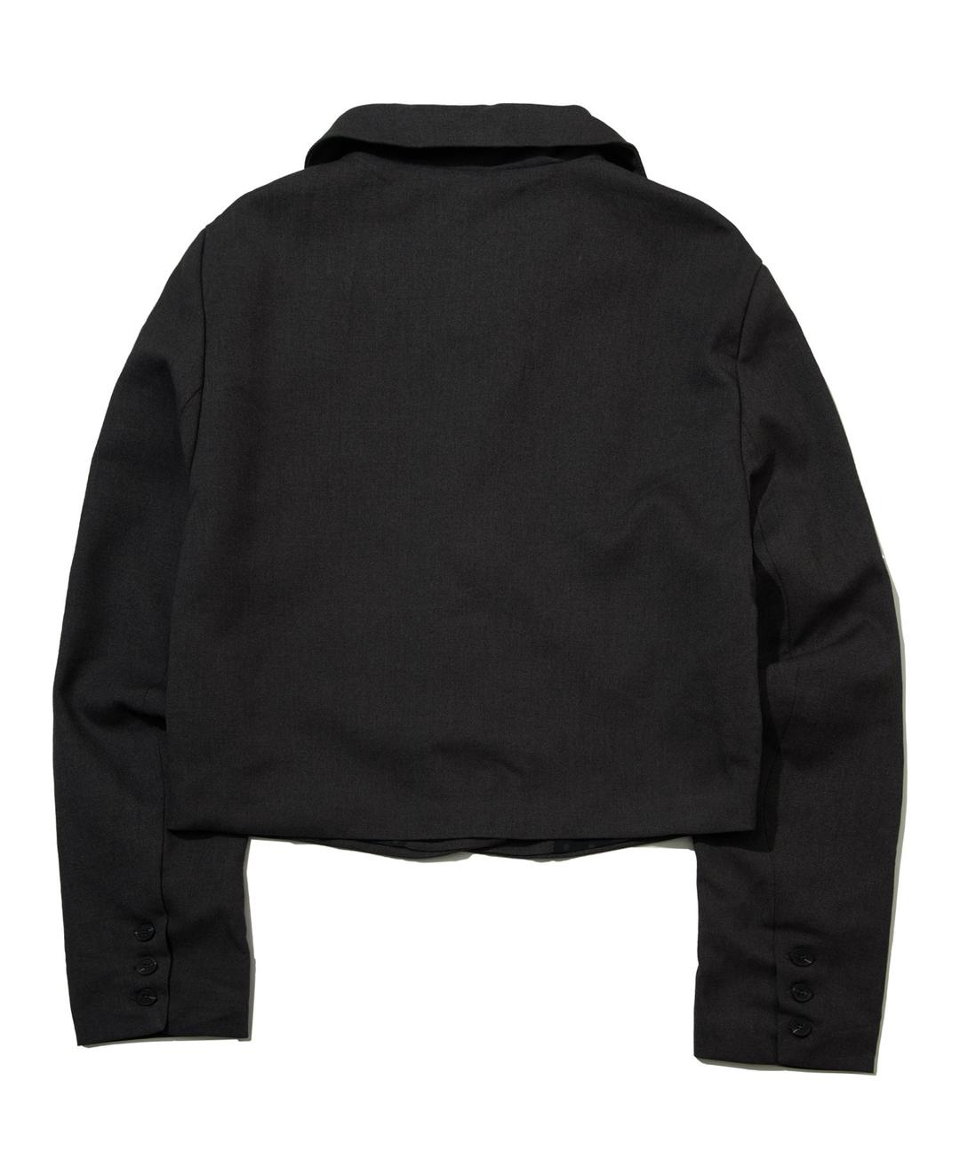 Classic Burton Round Collar Crop Blazer Jacket [Black]