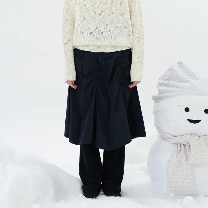 LIGHT SHIRRING SKIRT BLACK