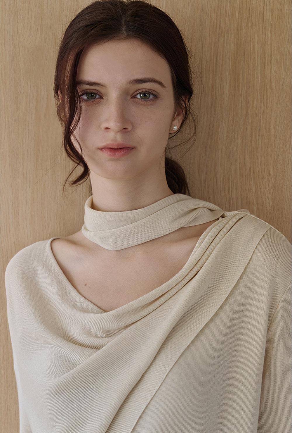 [24FW] Lautre Claire Beige Tied knit pullover