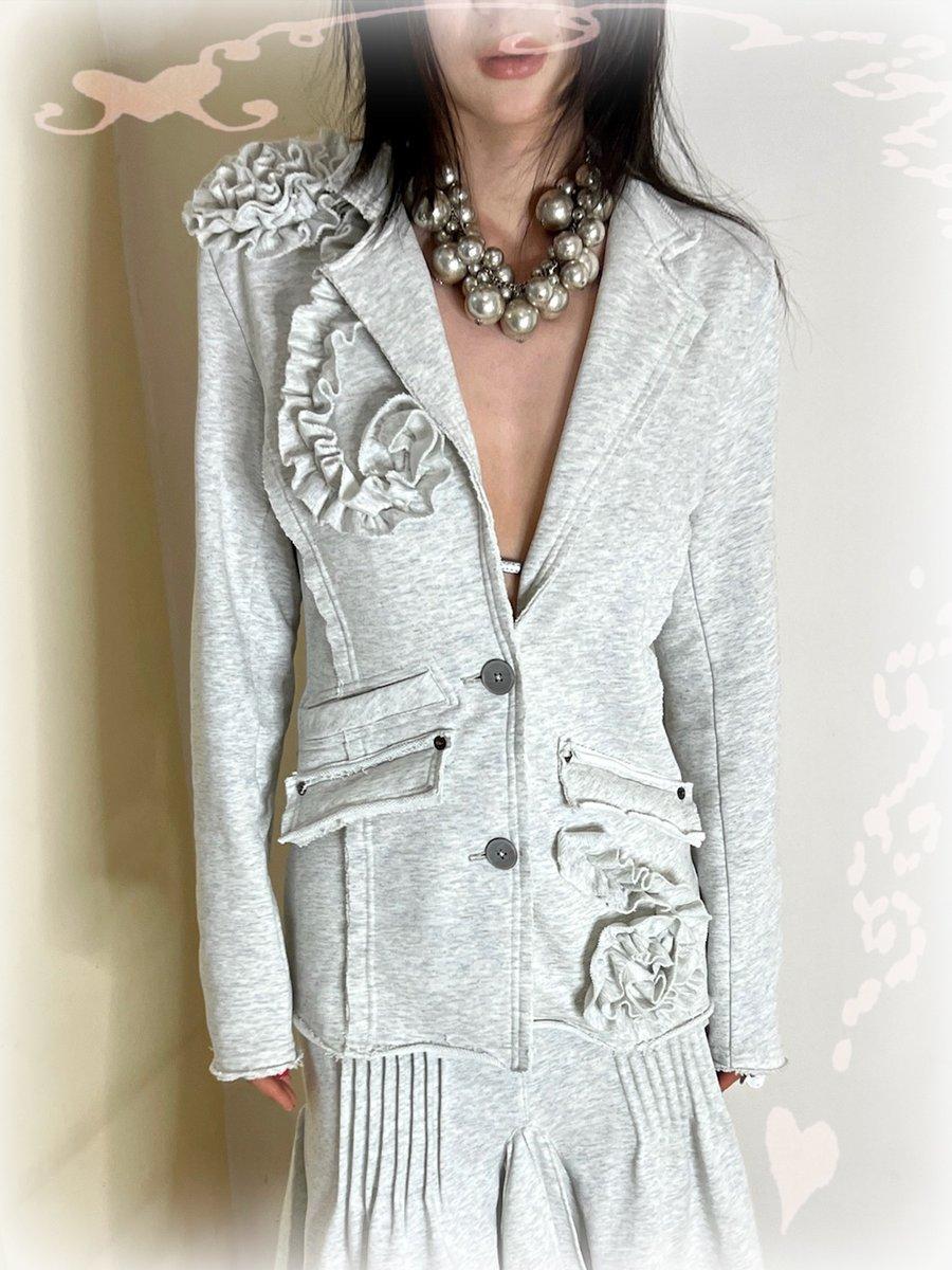 3D floral sweatshirt blazer