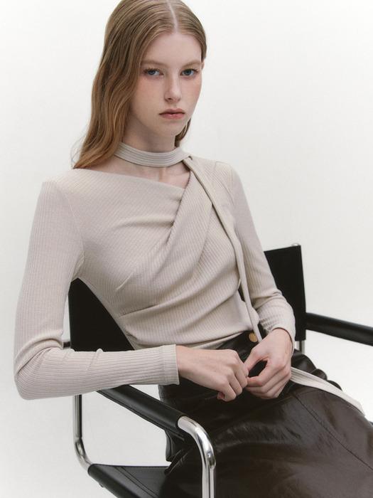 [패시현 PICK](25 NEW 칼라) Unbalance Draped Wrap T-blouse 5color