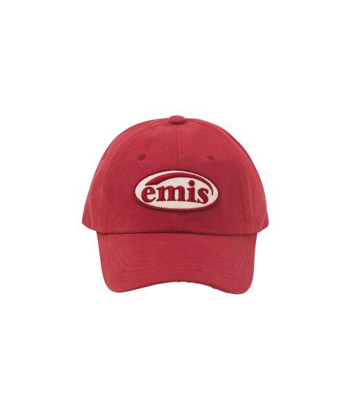TONE ON TONE WAPPEN BALL CAP-RED