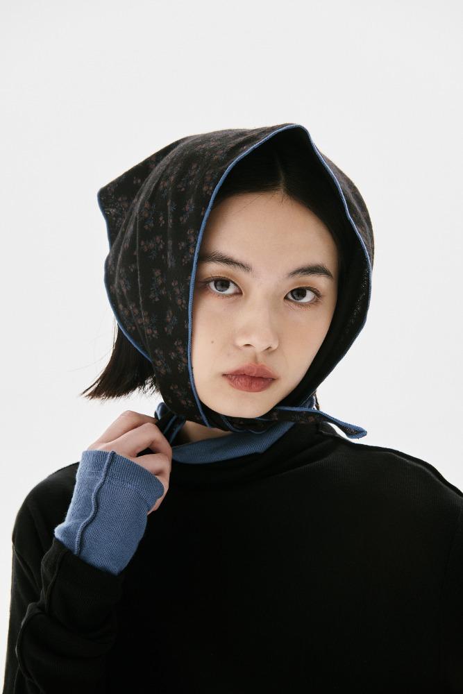Let flower scarf_Black