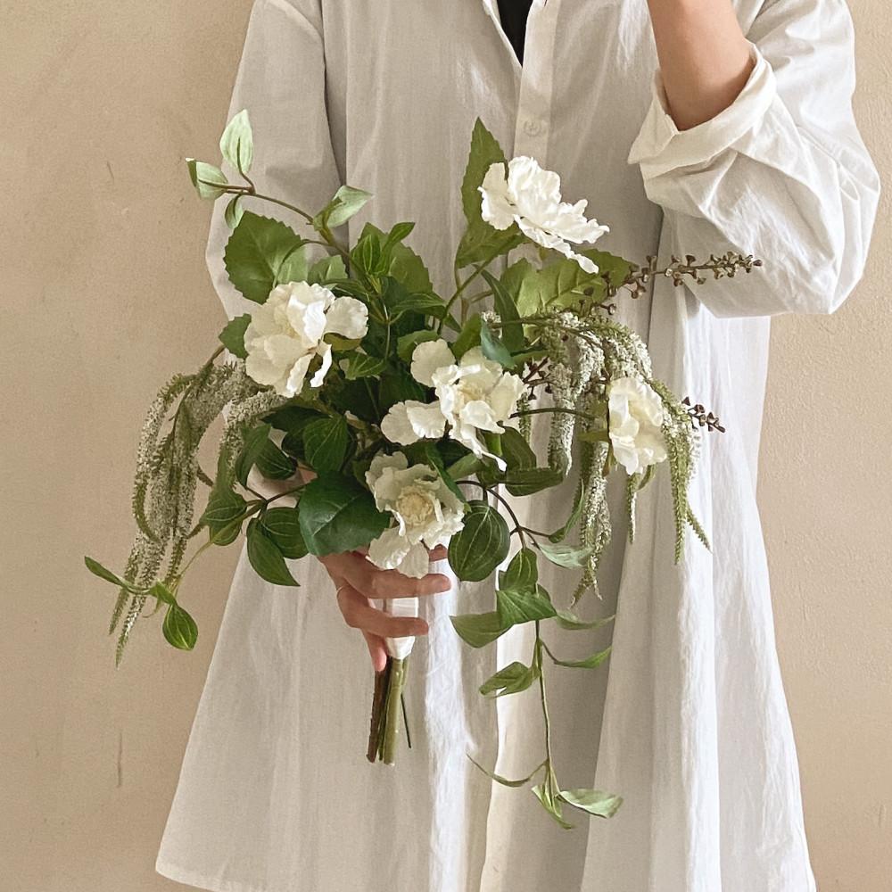 맨드라미 조화부케 웨딩촬영부케