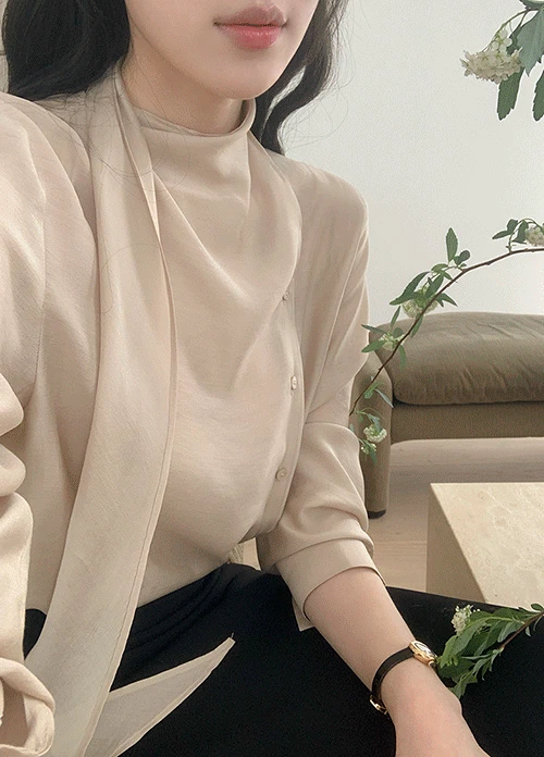 [인스타문의폭주/하객룩] 메르 언발 타이 블라우스(2colors)