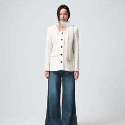 U neck scarf wool jacket_WHITE