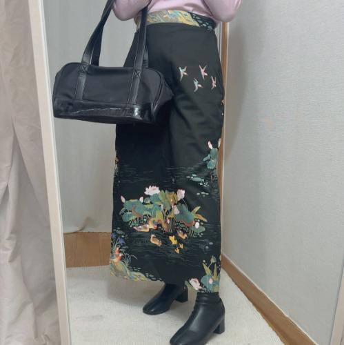 연지도 블랙 롱 스커트 Free (~28인치)