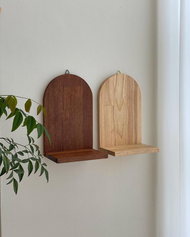 [자체제작] Holly shelf (홀리 아치형선반)우드 원목 무지주 미니선반 꼭꼬핀 멀바우선반 촬영소품 식물선반 무타공 반려식물