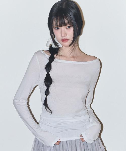 베이직 보트넥 롱슬리브 화이트