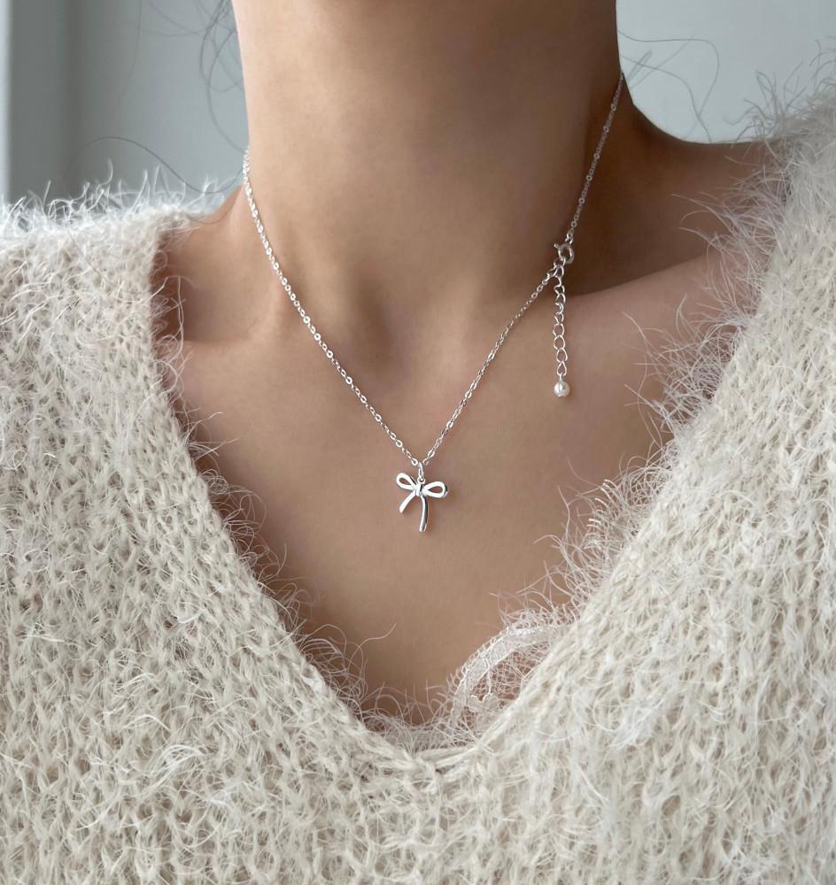 발레코어 rri 은 925 은 실버 리본 담수 진주 투웨이 하객룩 목걸이