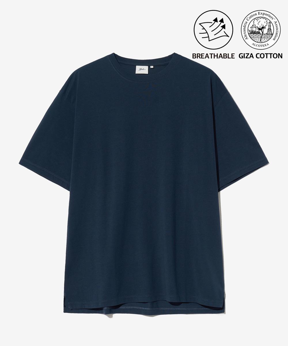 [PREMIUM COTTON] 기자 코튼 반팔티셔츠 네이비