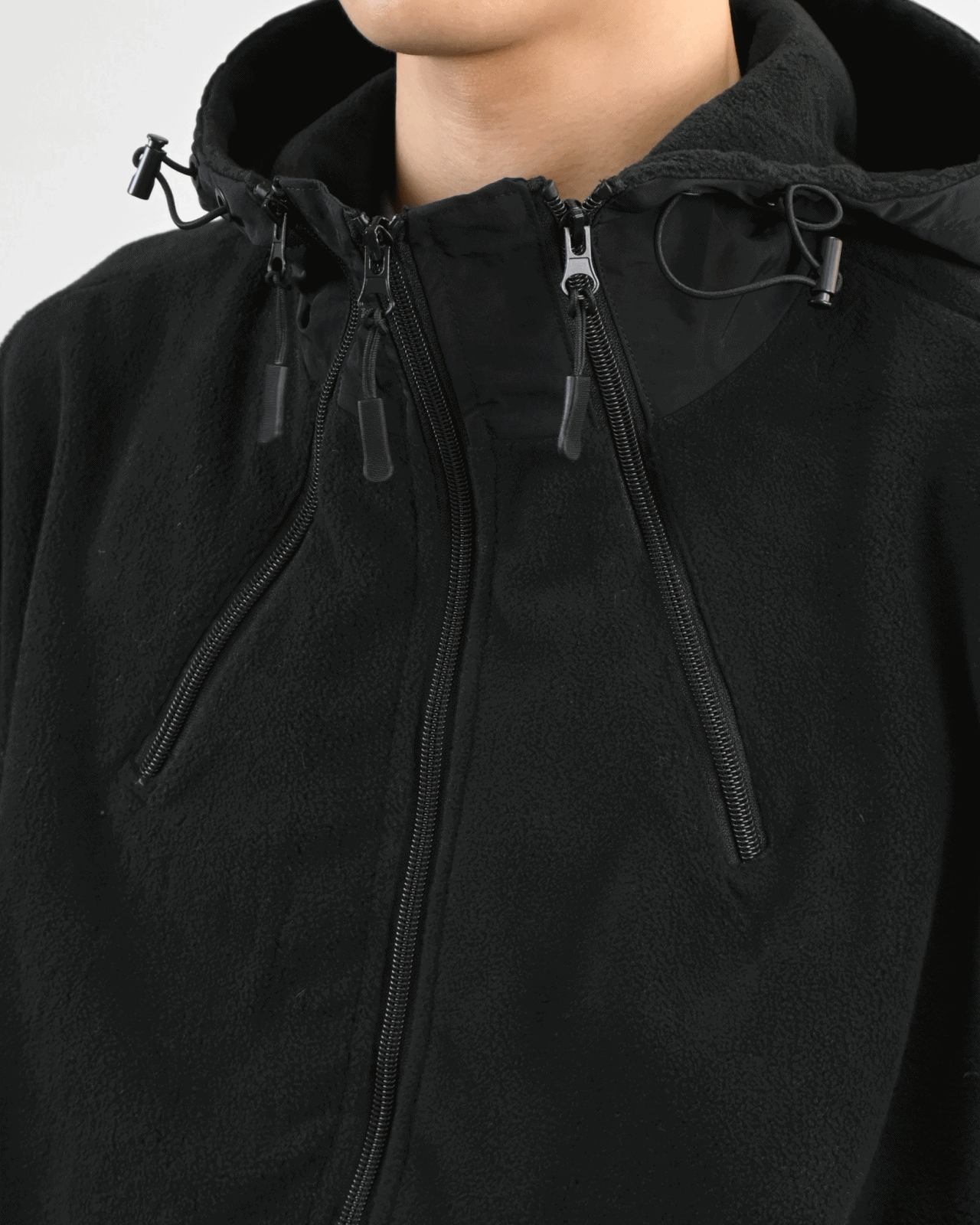 fleece triple zip-up