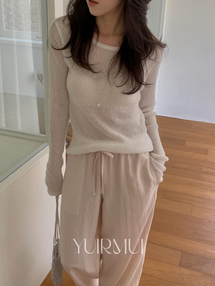 유이르무이 miel 미엘 누디 썸머 린넨 골지 시스루 루즈핏 니트 4color