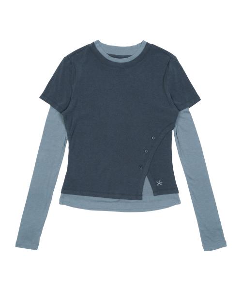 TCM layered button long sleeve (blue)