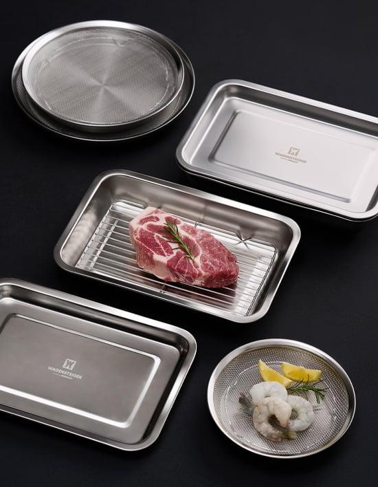 [바겐슈타이거] 스텐 뚜껑 사각&원형 트레이 11종 (택1)