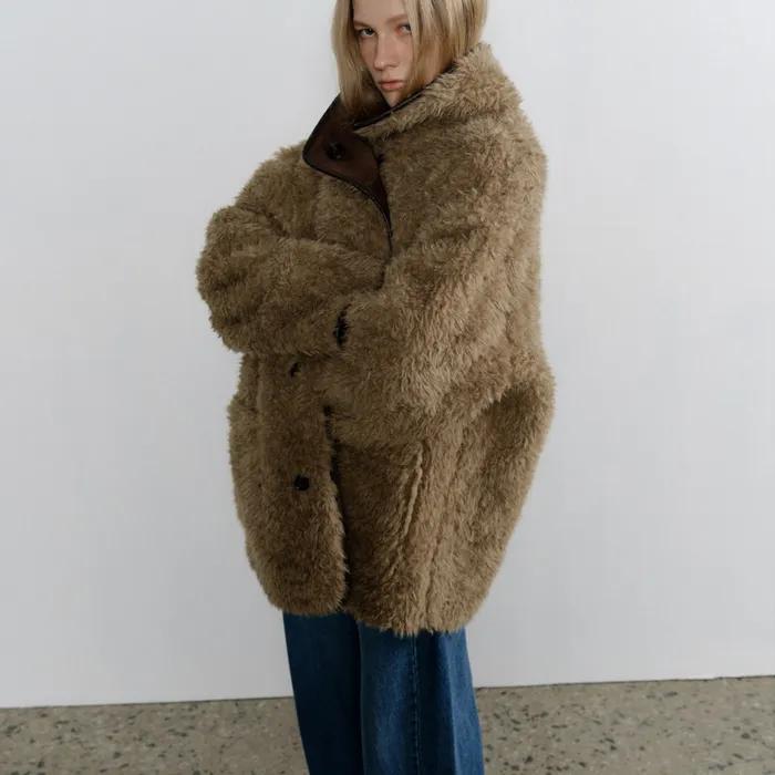 Molly Reversible Shearling Coat_Dark brown