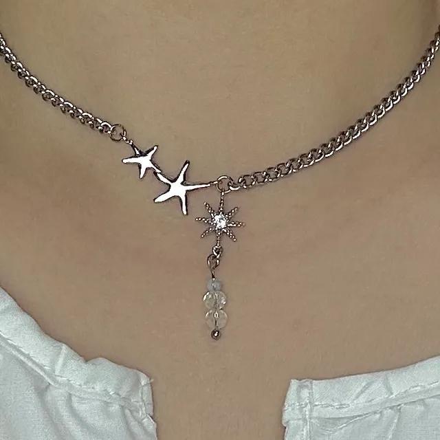 [주문폭주🔥/made] 3star 큐빅 비즈 드롭 숏목걸이
