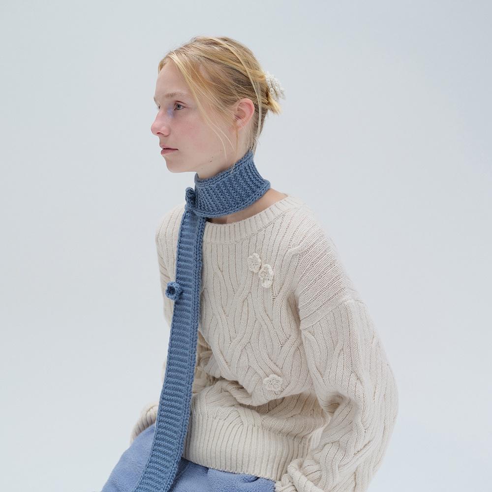 CABLE APPLIQUE KNIT (ivory)