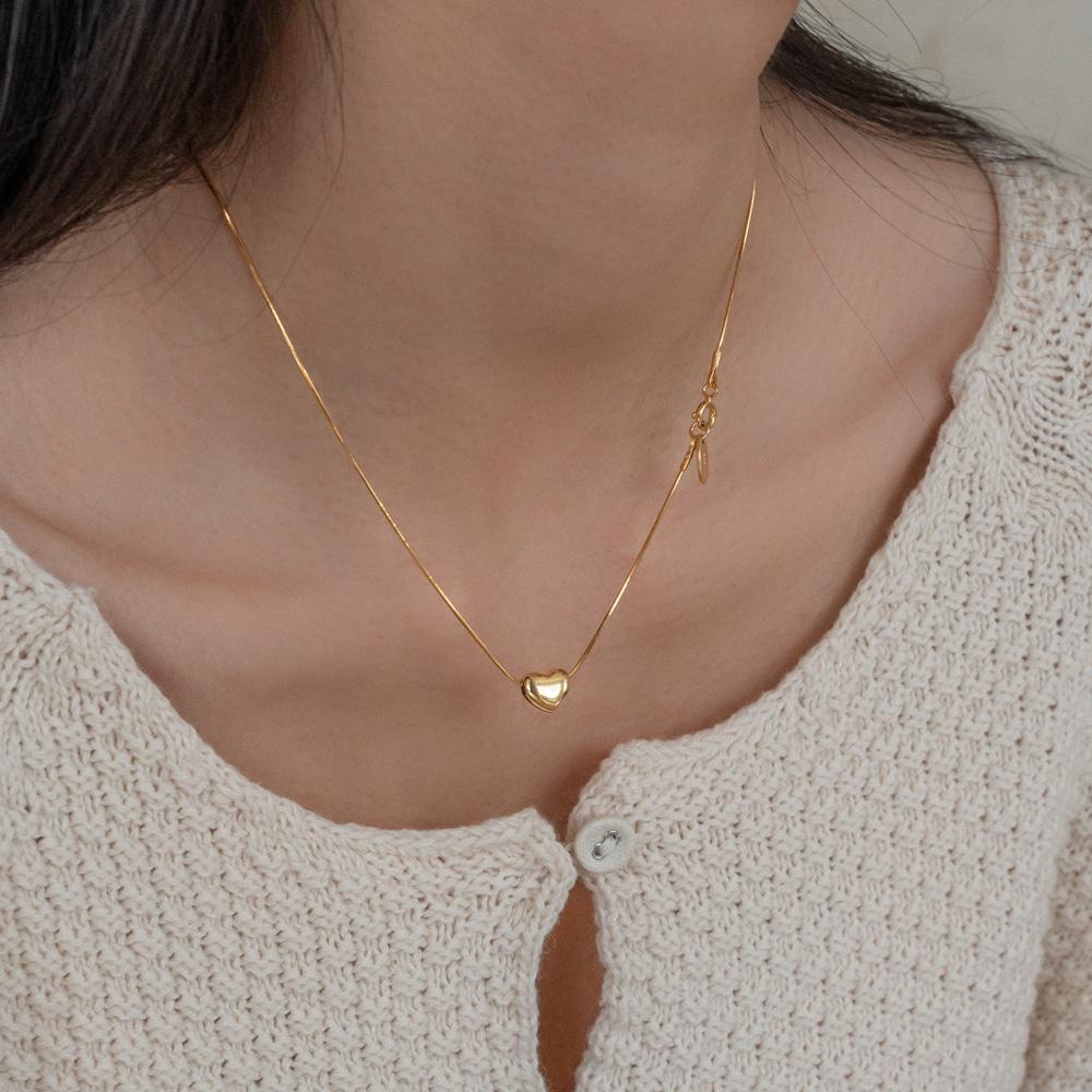 [mauve][무배] 볼륨 하트 실버925 목걸이