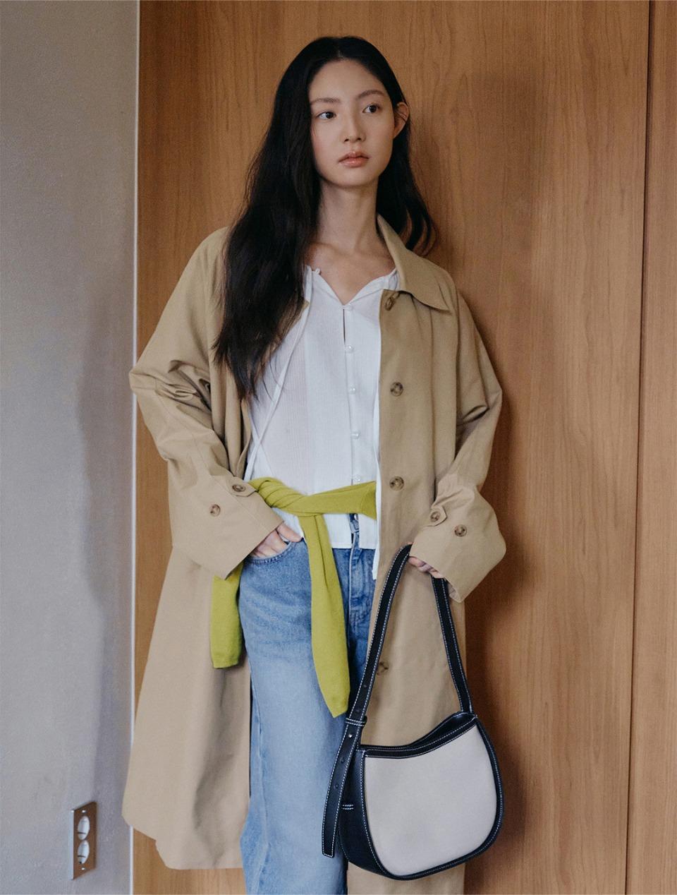 클래식 싱글 트렌치 코트 - 베이지