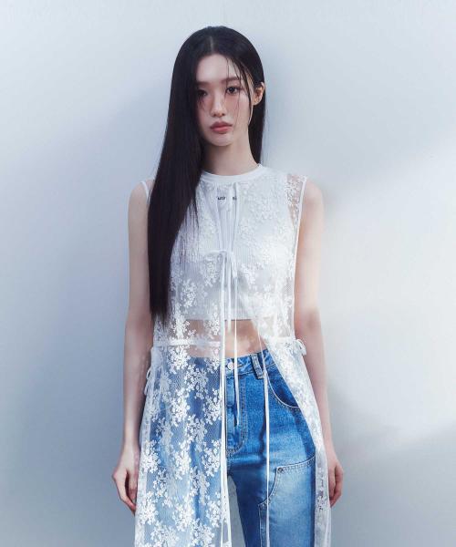 레이스 레이어드 원피스 화이트