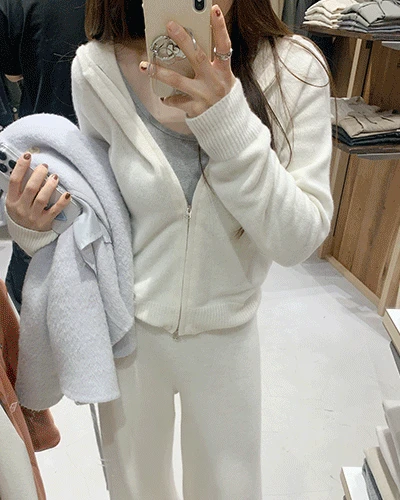 (홀가먼트제봉)헤들리 니트 트레이닝 후드집업(메리노울45%)