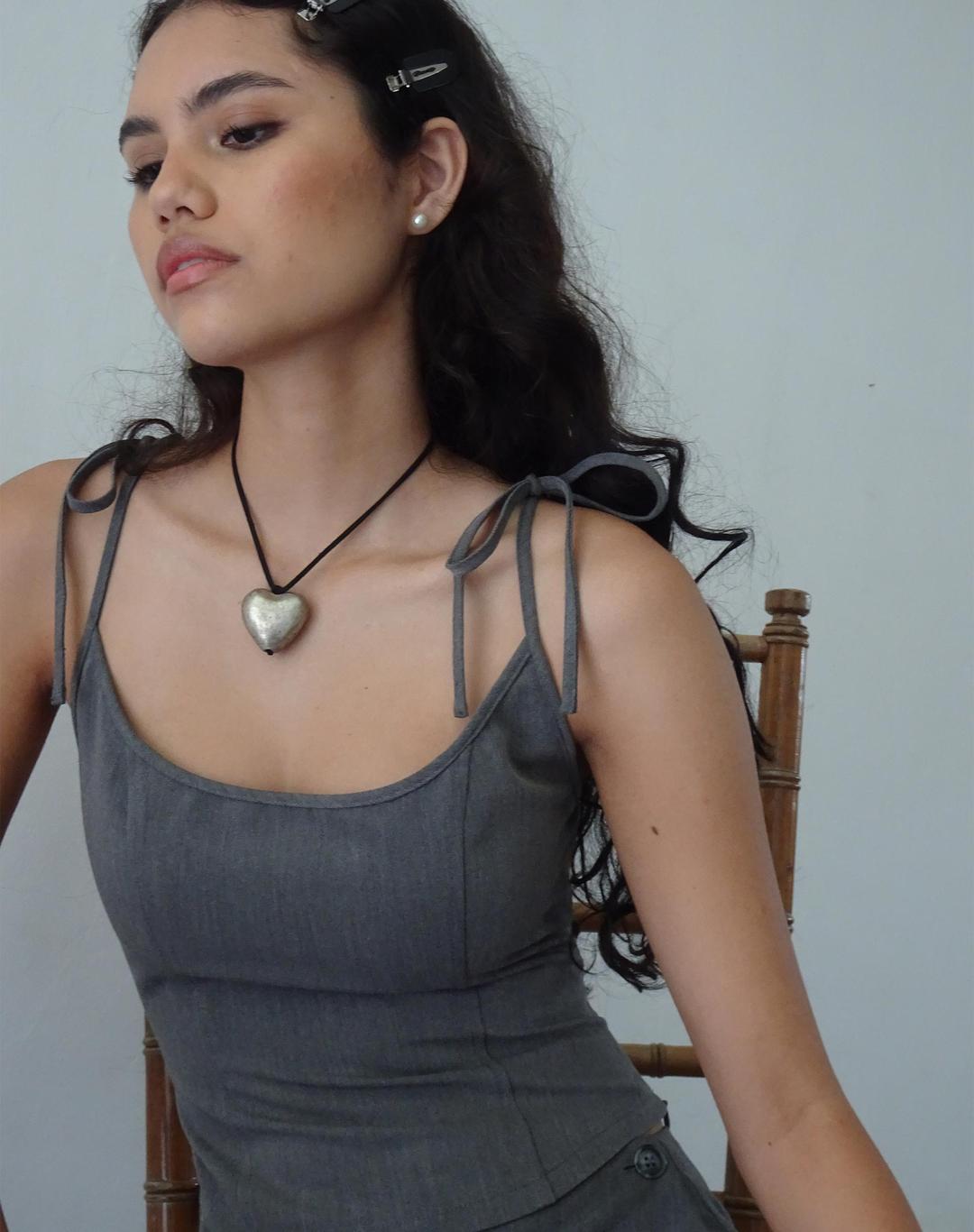 Kiona Corset Top in Charcoal - XXS