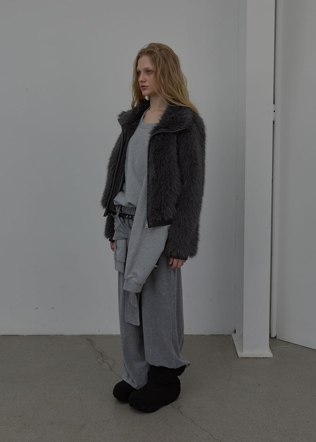 NEW FUR ZIP-UP JACKET (GREY)