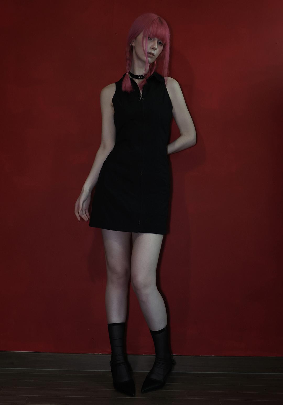 SYMBOL DETAIL SLEEVELESS DRESS_BLACK