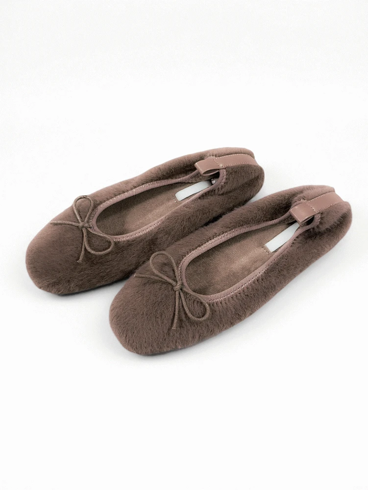 fur ballerina shoes