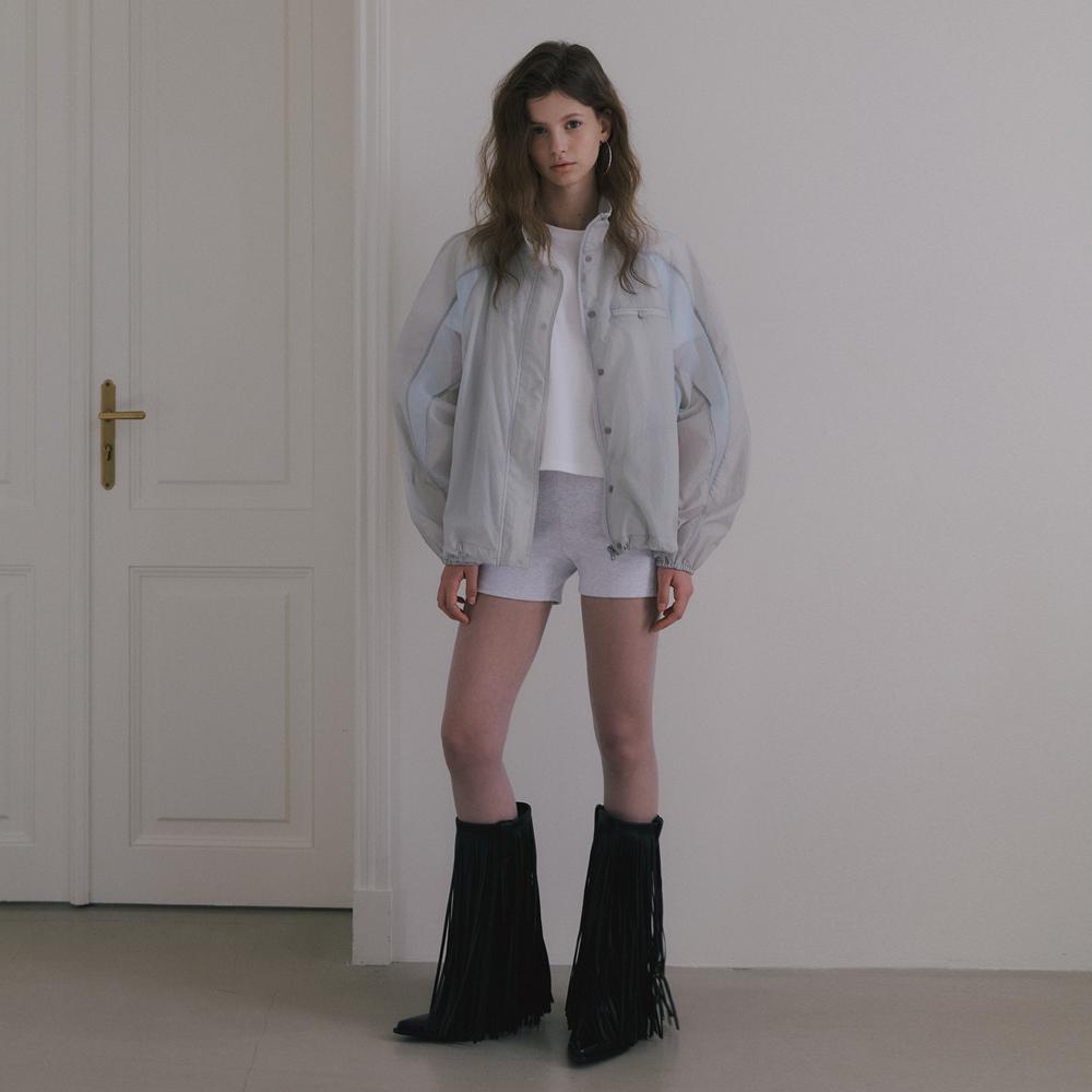 INCISION NYLON BLOUSON JUMPER_LIGHT GREY/BLUE