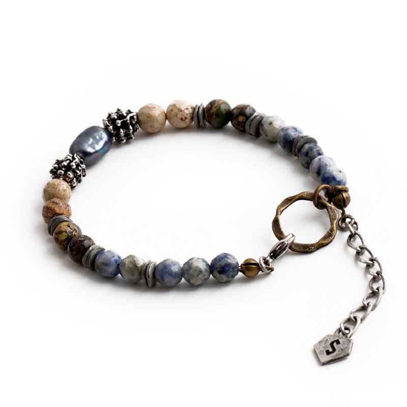 [아스트로 진진 착용/담수진주원석팔찌] 데일리 커플팔찌 천연석팔찌 SVB-214