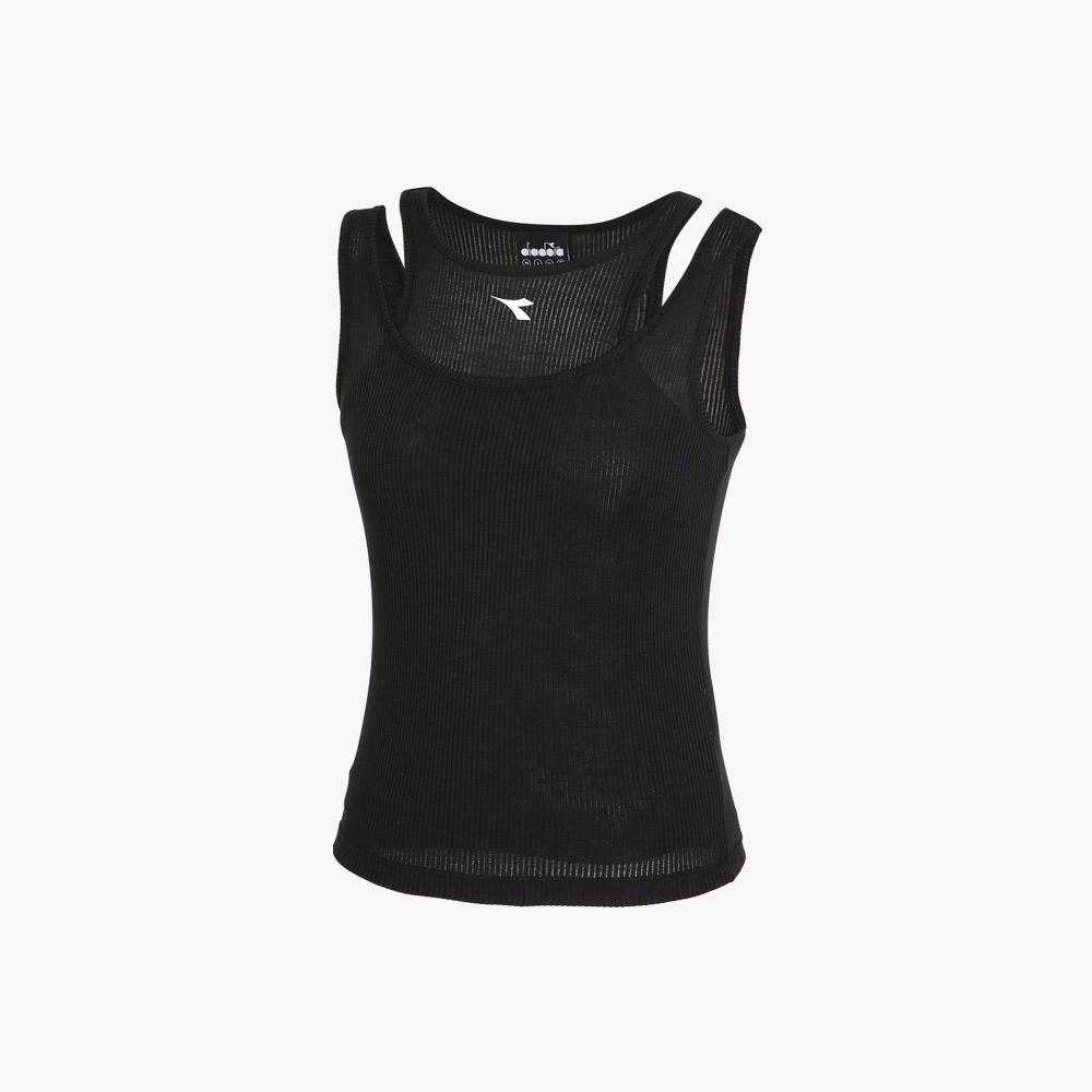 코모도 골지 슬리브리스 우먼 BLACK