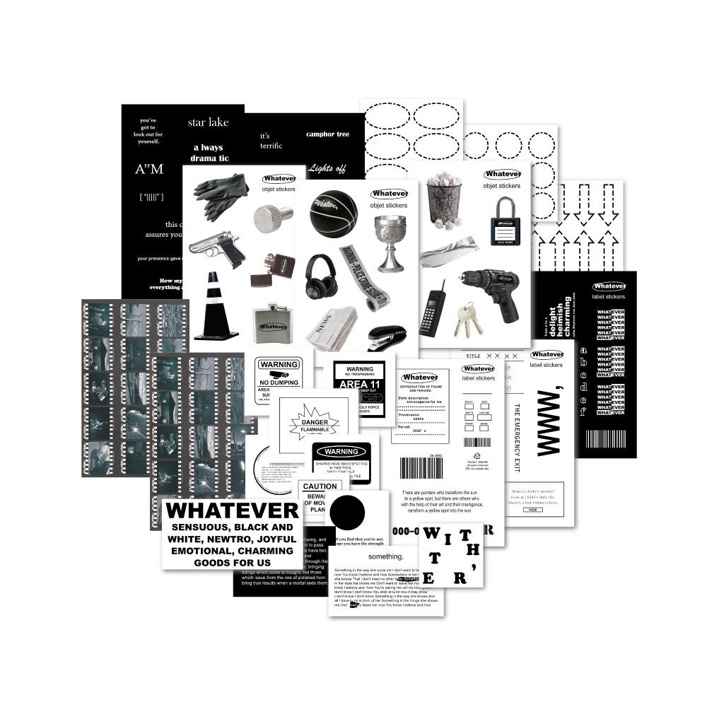 [WTER PACK2] 스티커팩 흑백 힙한 다꾸팩 오브젝트 레터링 투명 포인트 다꾸세트