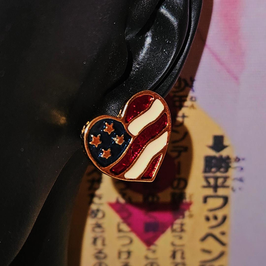 90s 미국 에이본 성조기 하트 귀걸이