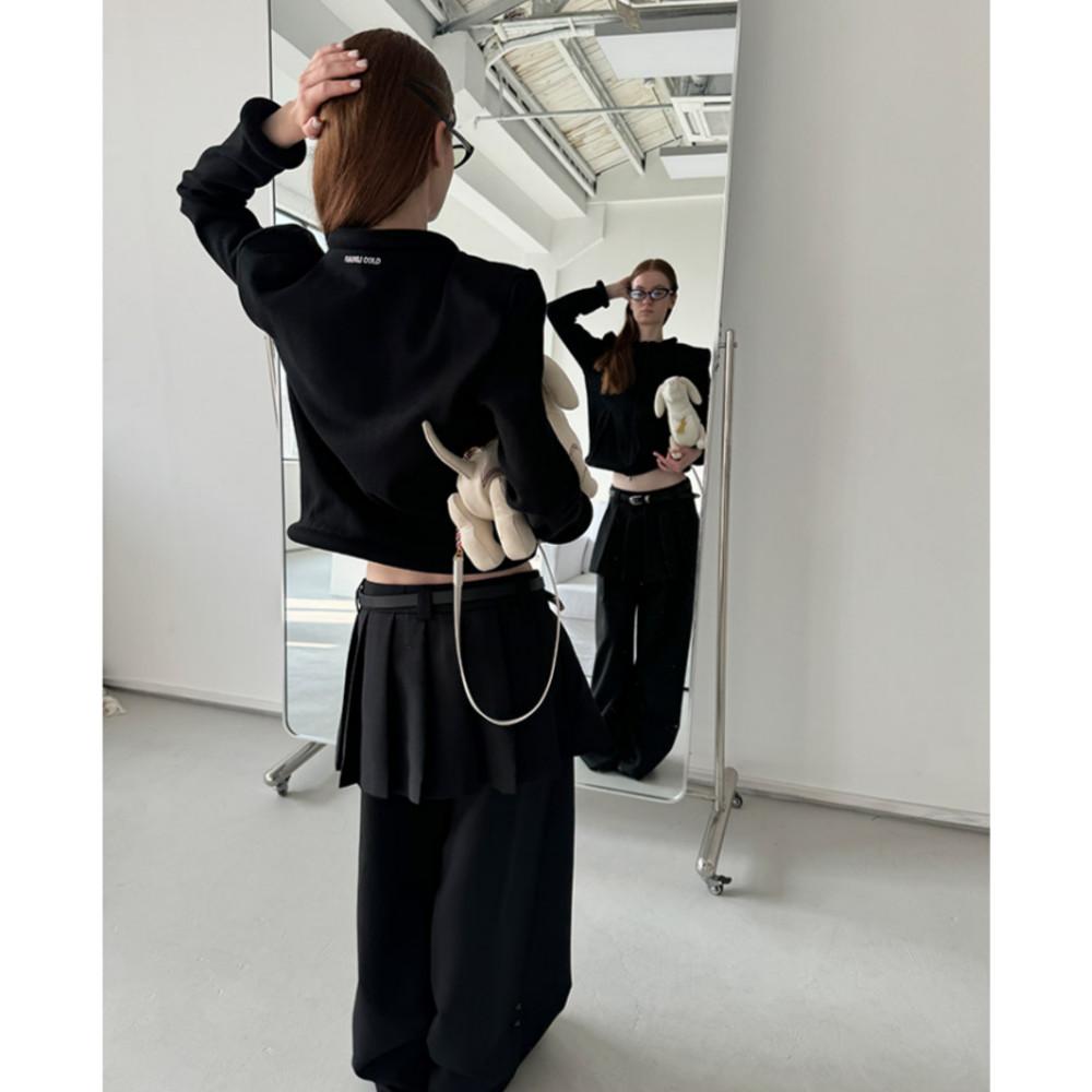 Rockrio Rarelicold 집업 코튼 자켓 입체 숄더 패드 긴팔 스웨트셔츠