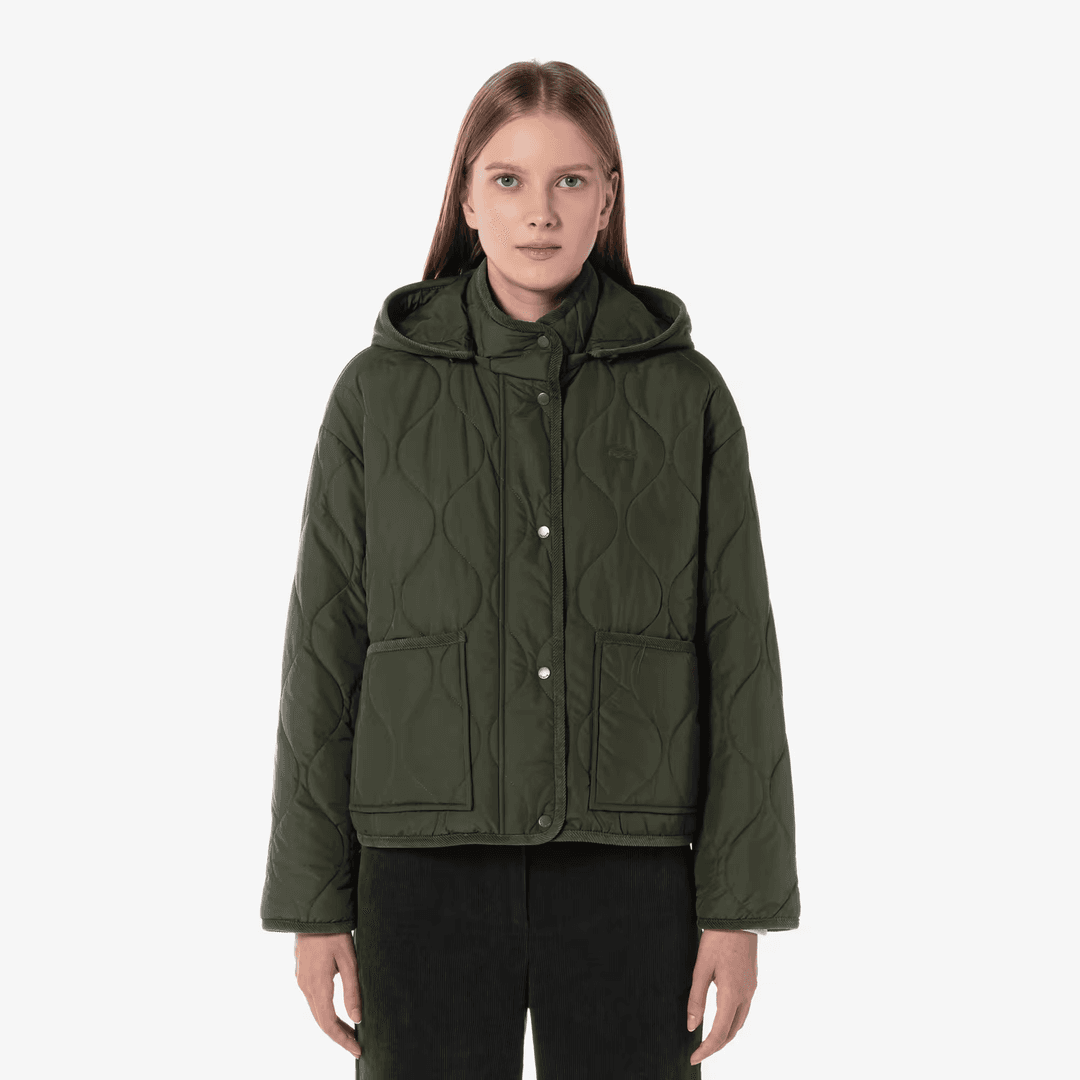 크롭 웨이브 퀼팅 점퍼