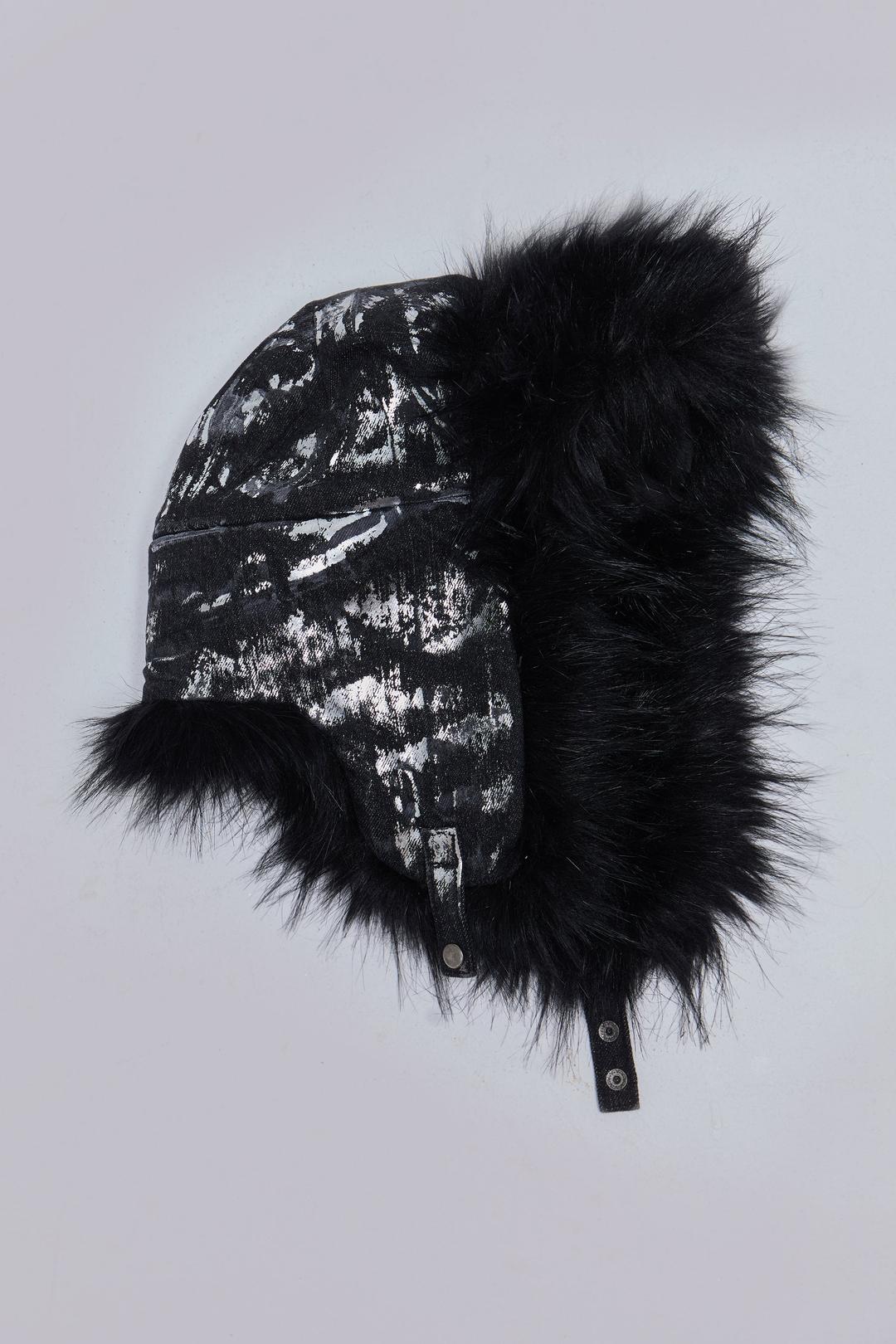 Gunmetal Denim Trapper Hat - ONE SIZE / Black