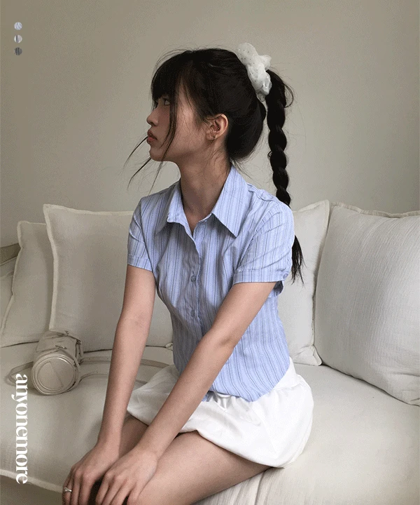 [여름/슬림핏🤍] 카런 스트라이프 반팔 카라 슬림 셔츠 (3color)