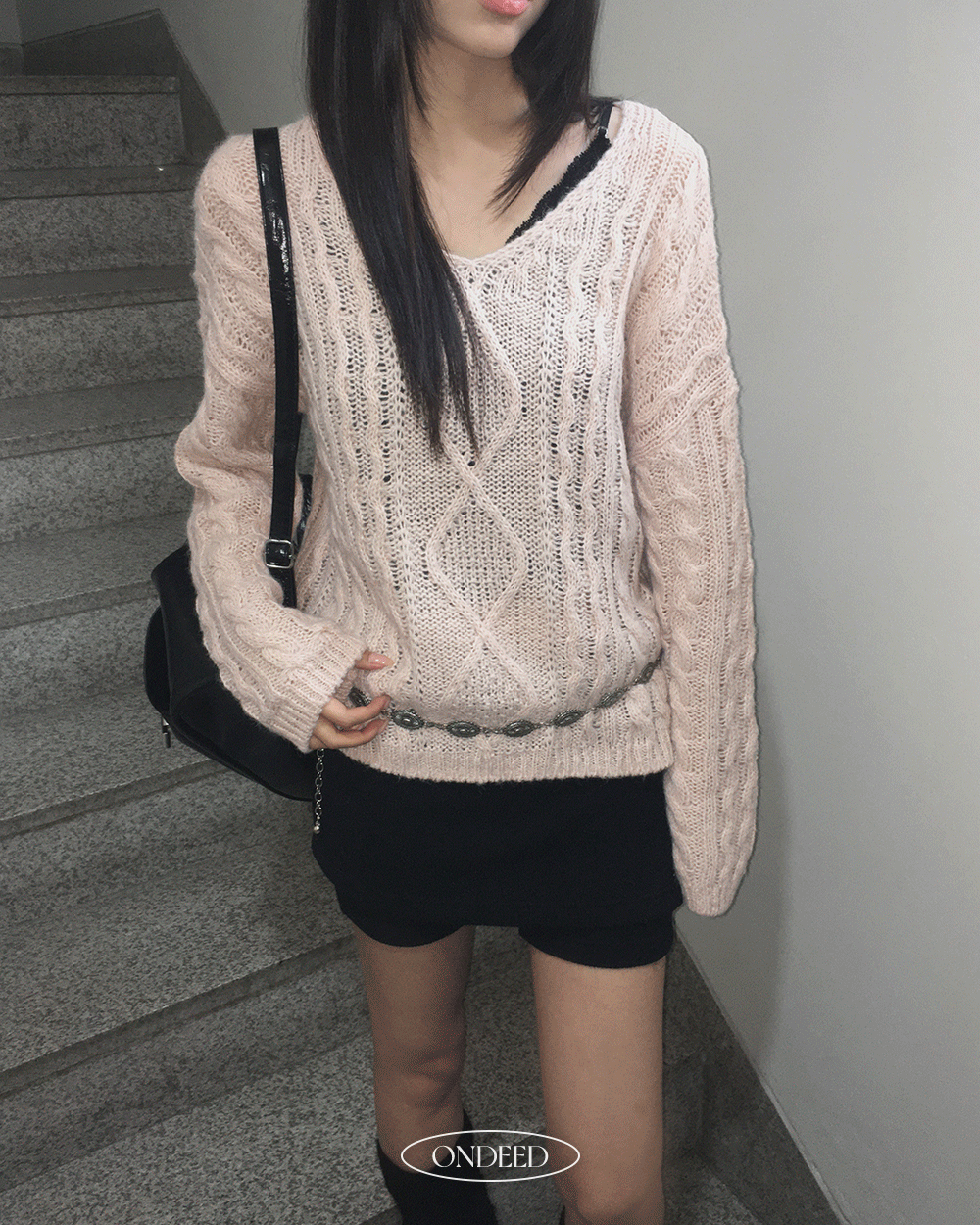 온디드 [꽈배기/MD추천💚] 호신 꽈배기 브이넥 니트