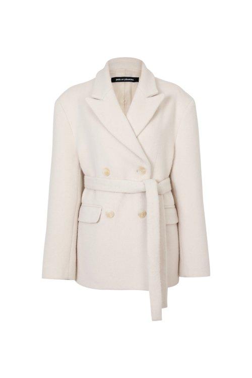 LUNA BELTED SHORT COAT ivory