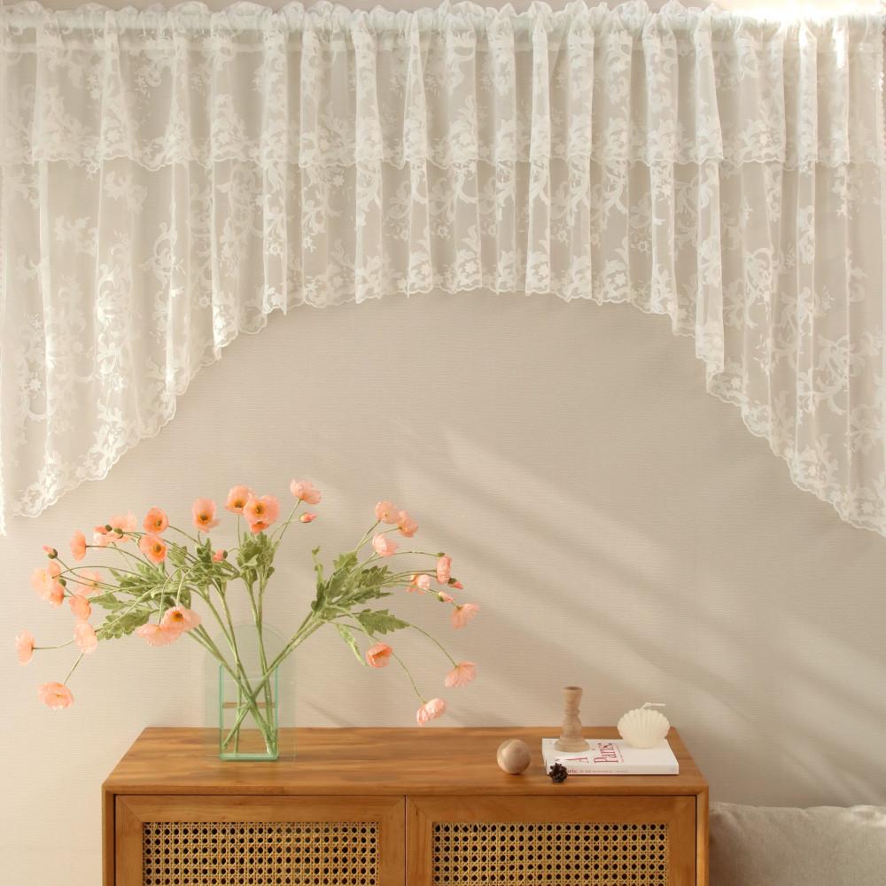 페이퍼가든 쉐입 레이스 바란스 커튼 미니 레이스 도어 가림막 창문 주방 가리개 문 커텐