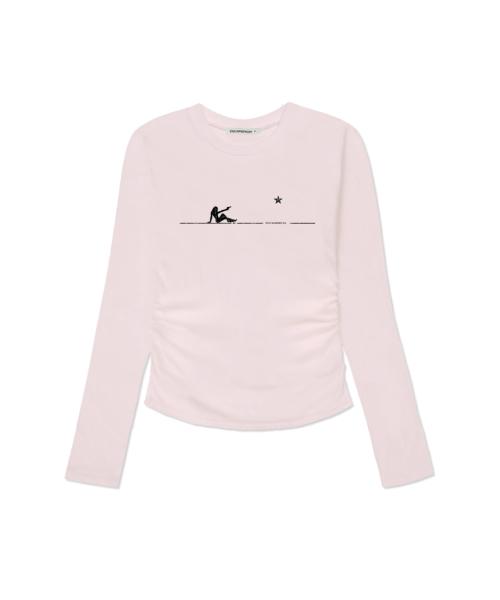 우먼 앤 건 프린트 슬림핏 셔링 롱슬리브 [4color]