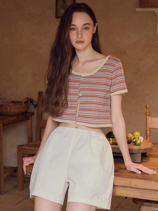 Vintage stripe half cardigan_Papaya orange(O25-CD01)