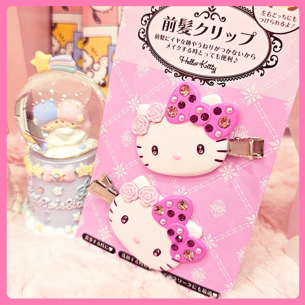 산리오 헬로키티 벚꽃핑크 큐빅헤어핀 2P세트