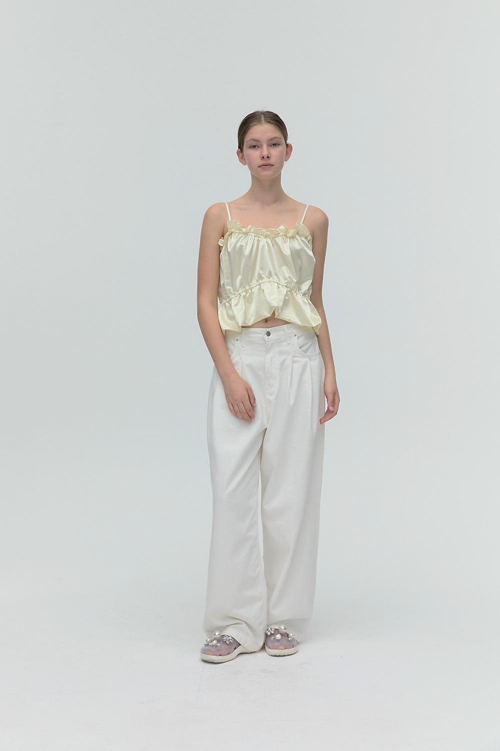 SATIN FRILL BUSTIER [BUTTER]