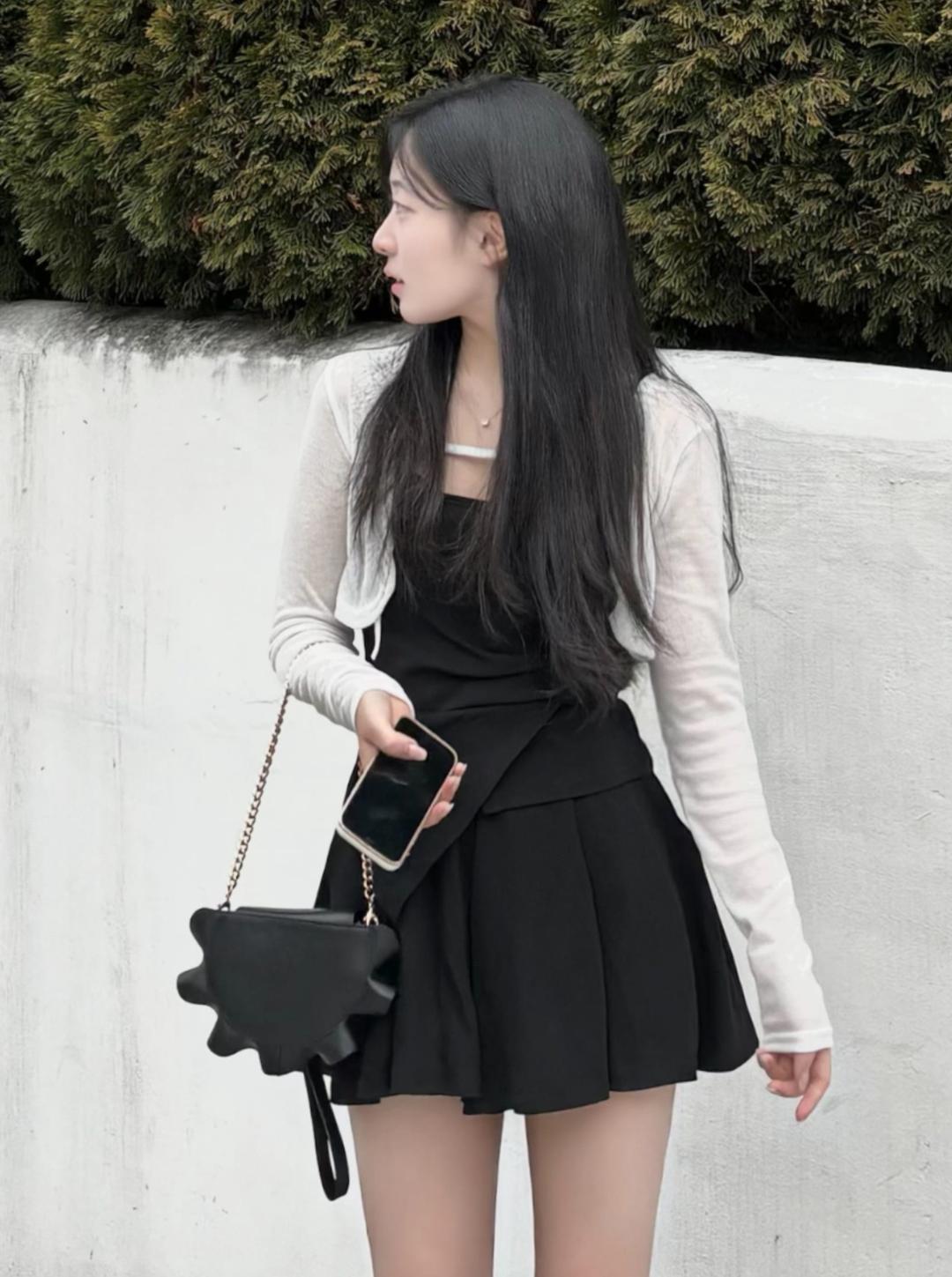 하프닌 [3PC 세트!] 나시 셔링 볼레로 가디건 치마바지 미니스커트 봄 개강룩 셋업 (토렌 쓰리피스)